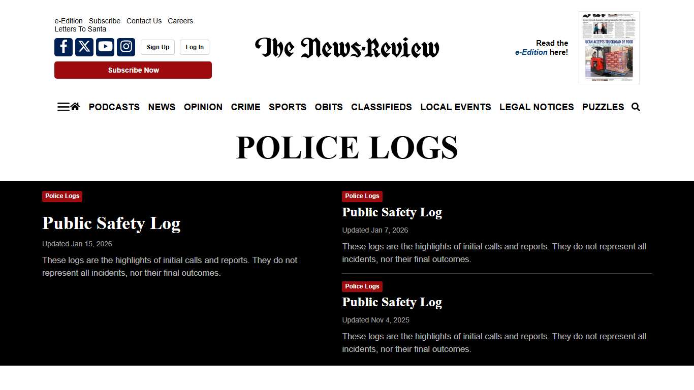 Police Logs | nrtoday.com