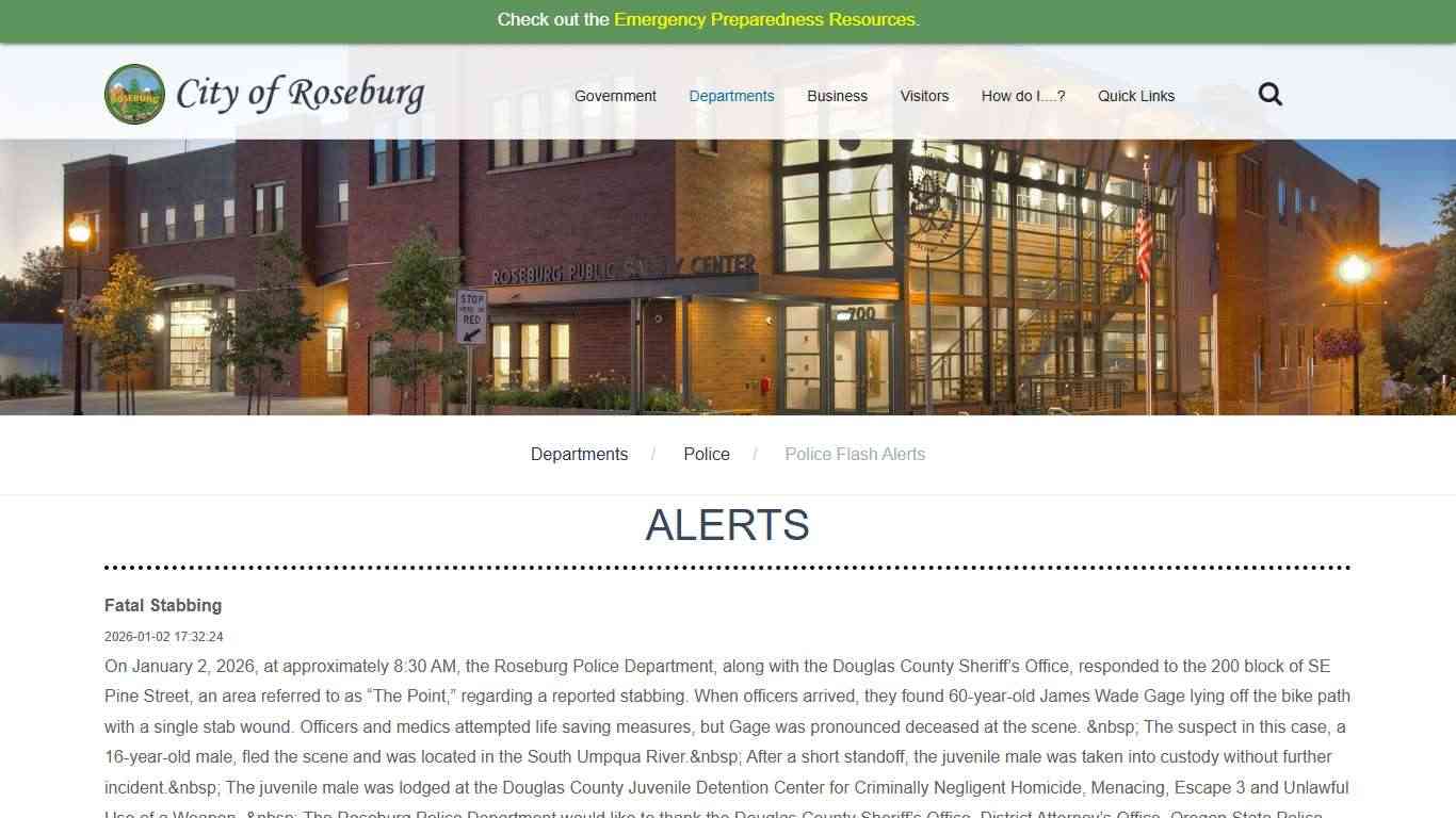 Police Flash Alerts | City of Roseburg